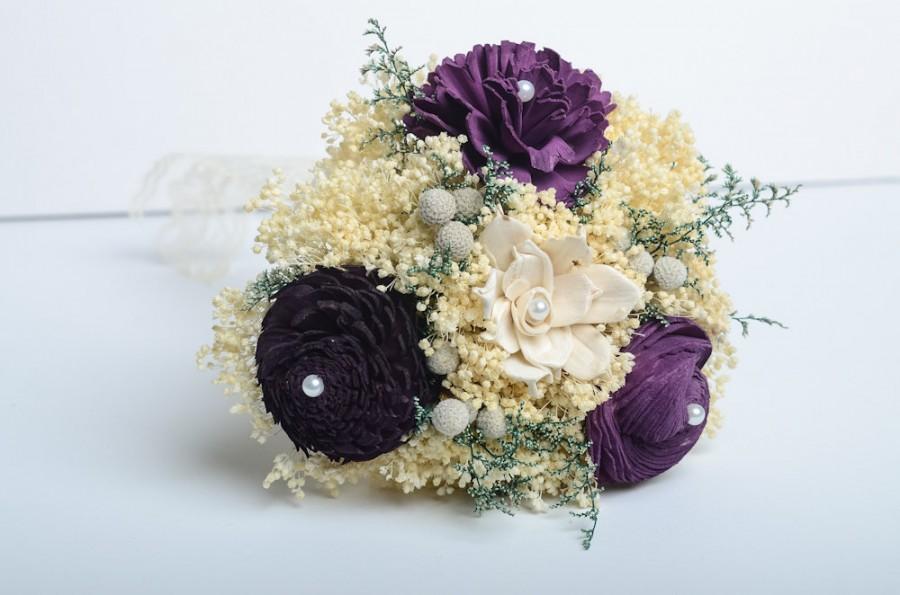 Mariage - Purple, Pantone Bridesmaids Bouquet, Flower Girl Bouquet, Toss Bouquet, Sola Flower Bouquet, Keepsake Bouquet, Vintage Bouquet.