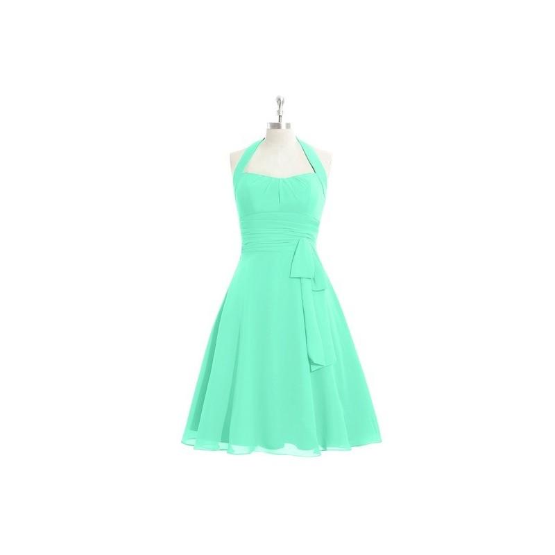 زفاف - Turquoise Azazie Haley - Knee Length Halter Chiffon Back Zip Dress - Cheap Gorgeous Bridesmaids Store