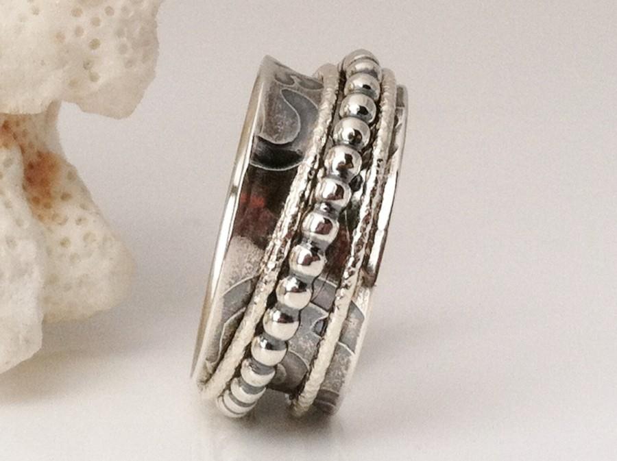 Hochzeit - Meditation Ring, Spinner Ring, Sterling Silver Ring, Wedding Ring, Celtic Ring, Cocktail Ring, Artisan Jewelry