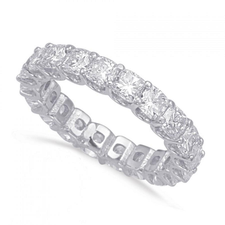 Mariage - 6.60 Carat Cushion Cut Forever One Moissanite Eternity Band 4mm 14k, 18k or Platinum, Anniversary Rings, Moissanite Wedding Bands, Jewelry - $3180.00 USD