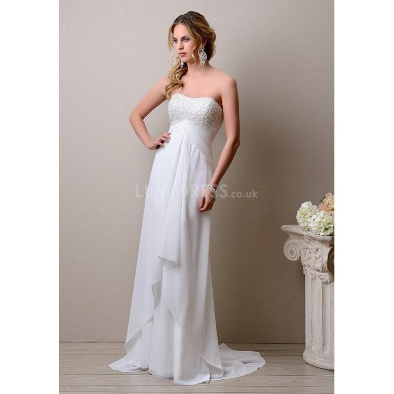 Mariage - Amazing Floor Length Chiffon Scoop Sheath/ Column Sleeveless Evening Dresses With Beading - Compelling Wedding Dresses