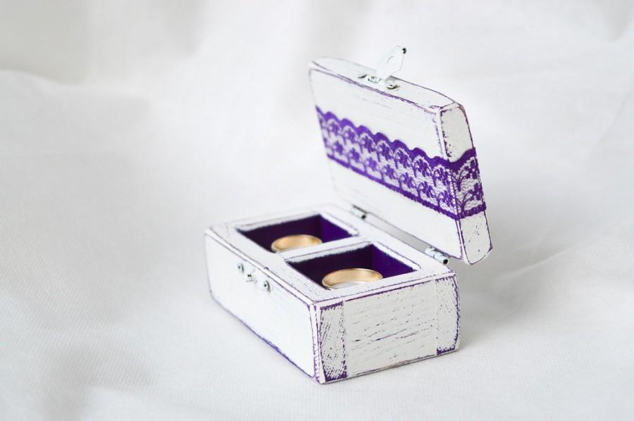 زفاف - Wedding Ring Box Ring Bearer Box Purple Wedding Ring Holder Purple Ring Box Rustic Ring Box