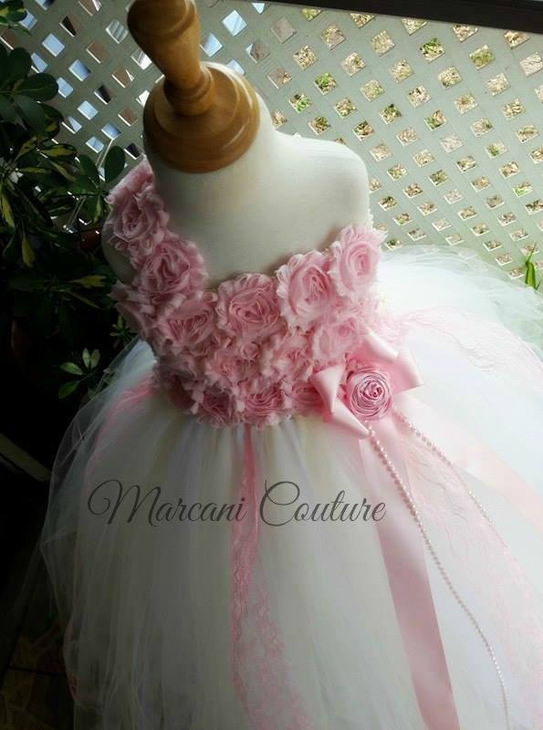 Wedding - Pearl Blush Pink  Ivory White Flower Girl Dress, Flower Girl Dress,Tutu Flower Girl Dress,Vintage Dress,Vintage Flower Girl Dress,Tutu Dress