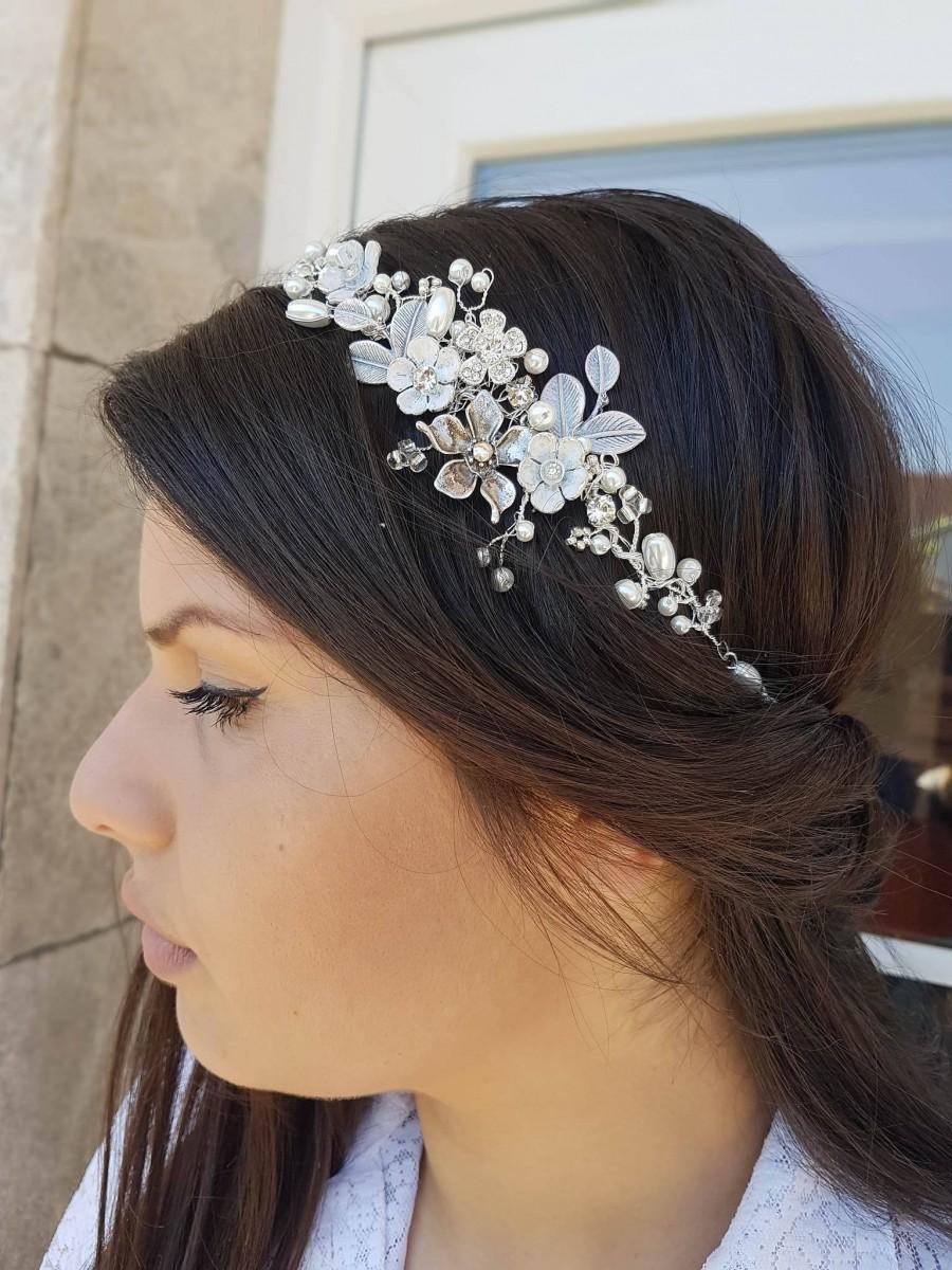 Свадьба - Wedding or prom headband  - one of a kind -flower headband -wedding hairpiece