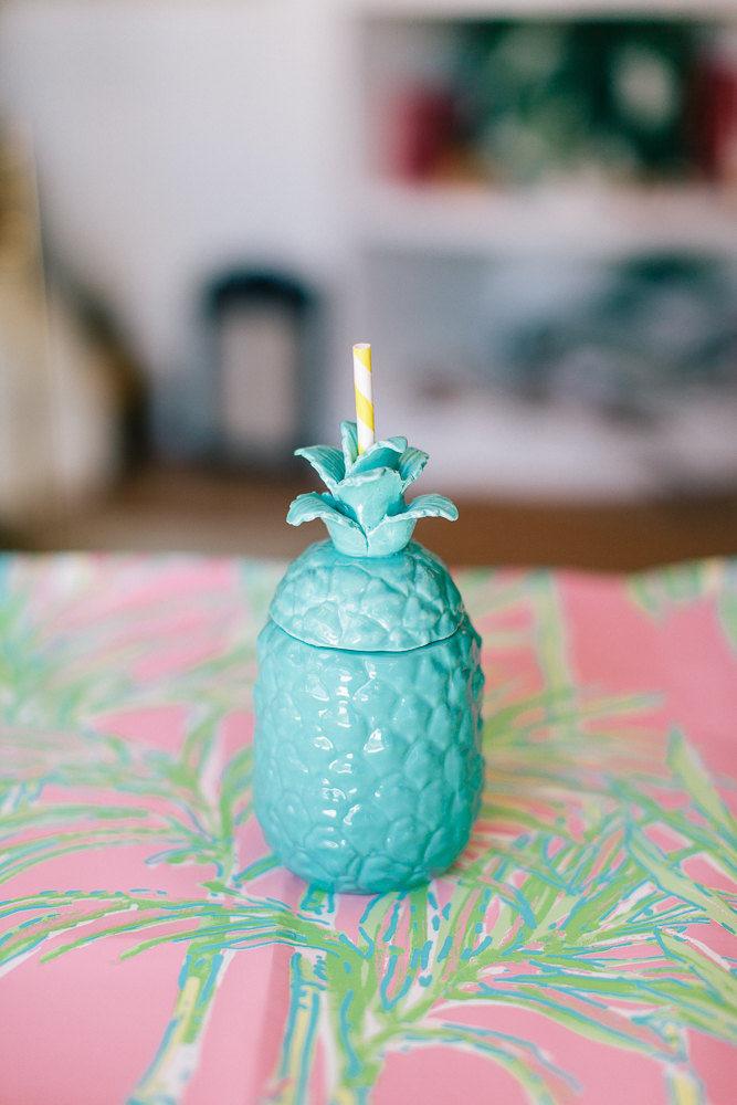 Hochzeit - Teal Pineapple Drink Cup BACKORDERED
