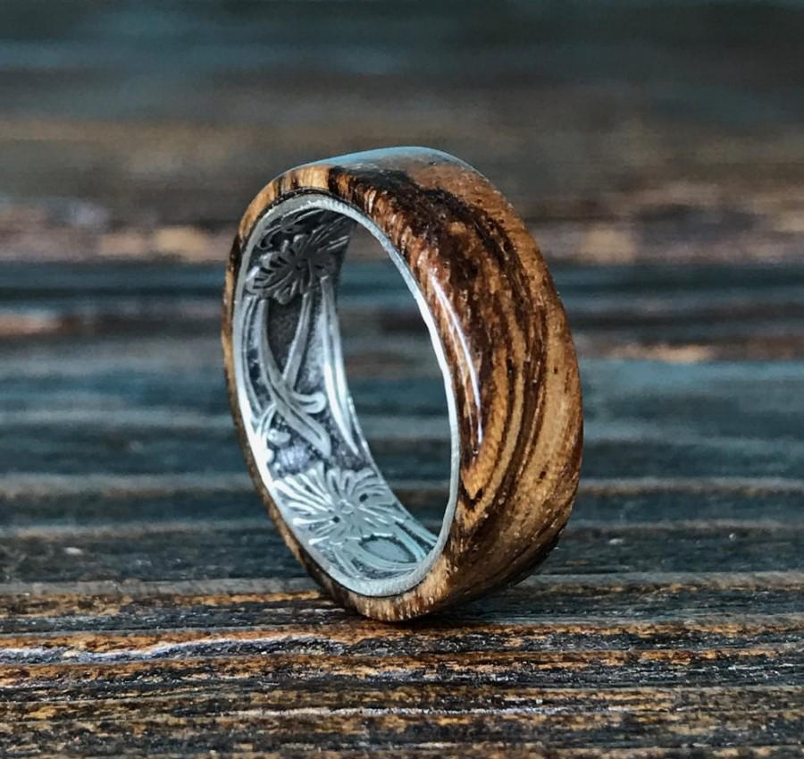 Silver Ring, Sterling Silver Ring, Wood Ring, Wooden Ring