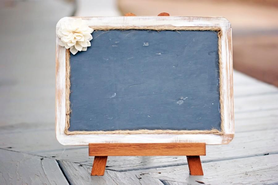 Mariage - White Distressed Framed Rustic Chalkboard - Chalkboards - Chalkboard Photo Prop - Rustic Wedding - Real Slate Chalkboard - Chalkboard Sign