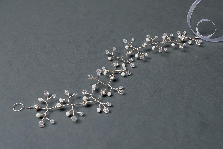 زفاف - Crystal wedding long hair beaded bridal hair vine headpiece with rhinestones and faceted glass beads by Artual jewelry