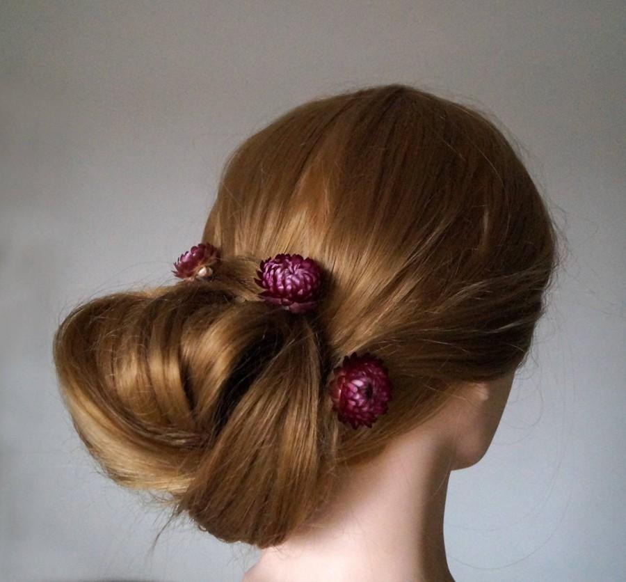 Hochzeit - Three hair pins Wedding Hairpin Bridal Hairpin Wedding Hair Accessory Dried Flower SPRING Hair Pins  Hair Accessories
