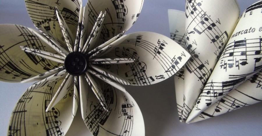 Handmade Origami Paper Wedding Flowers Music 