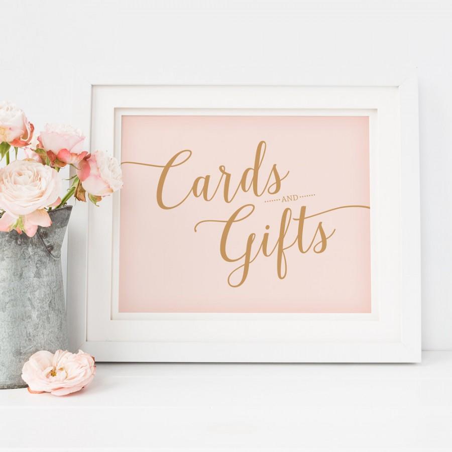 Свадьба - Blush Pink Cards and Gifts Sign for Wedding // Printable Wedding Signs // Caramel Gold and Pink Wedding Signage