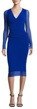 Mariage - Fuzzi Long Sleeve Bust Ruched Bodycon Dress