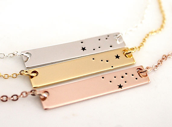Свадьба - Gemini Gold Plated, Constellation, Bar Necklace, Necklace Silver Plated, Gemini Necklace, Zodiac Necklace, Zodiac Jewelry, Birthday Gift