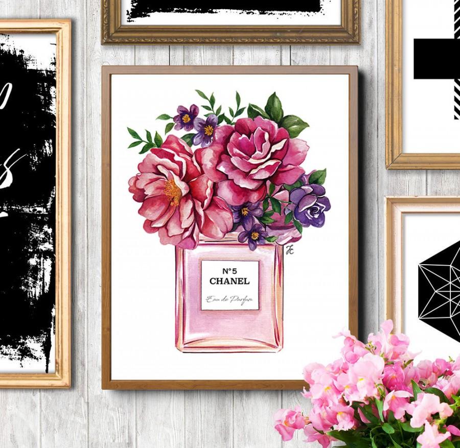Mariage - Chanel perfume, Flowers painting, Chanel flowers, Chanel artwork, Chanel print, Fashion illustration, Fashion sketch, Fashion print, Chanel