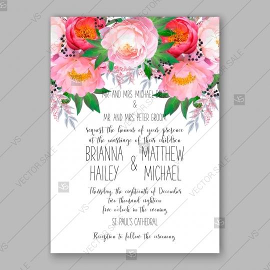 Wedding - Peony Wedding Invitation watercolor