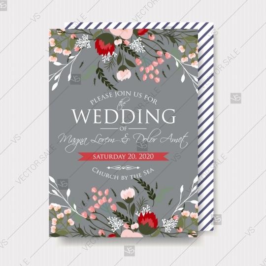 زفاف - Wedding invitation with chrysnthemum and peony