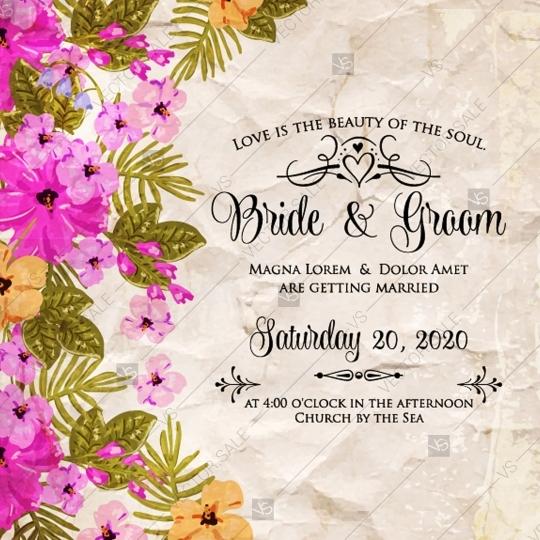 زفاف - Wedding invitation with chrysnthemum and peony