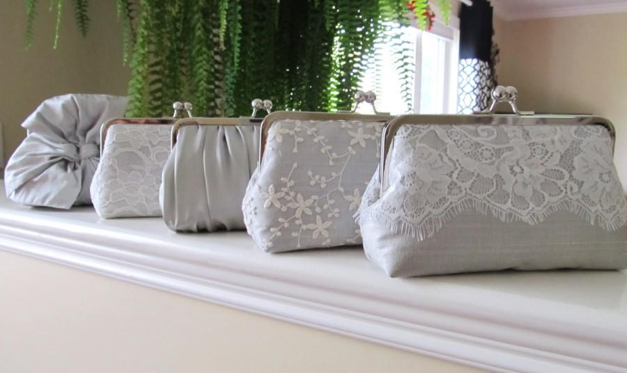 Wedding - SALE, 20% Off, Mis Matched Bridesmaid Clutches Set of 5,Bridal Accessories,Wedding Clutch,Lace Clutch,Bridesmaid Clutch