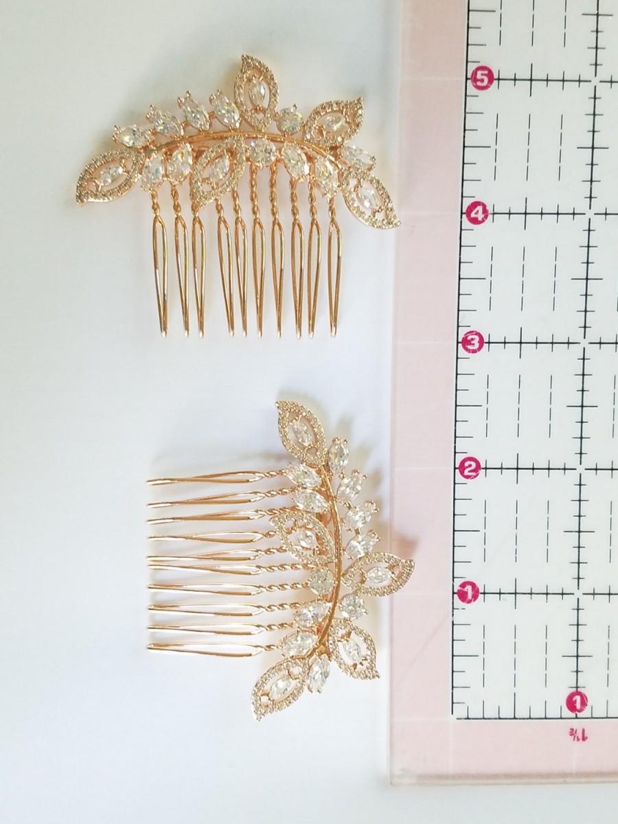 Hochzeit - Rose Gold Hair Accessories, Rose gold Wedding Hair Piece, Crystal Hairpin, Rose Gold Bridal Hair Comb, Wedding Tiara {CECILIA Haircomb}