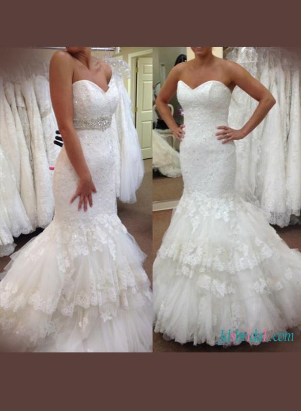 Wedding - Stunning sweetheart neck lace mermaid wedding dress