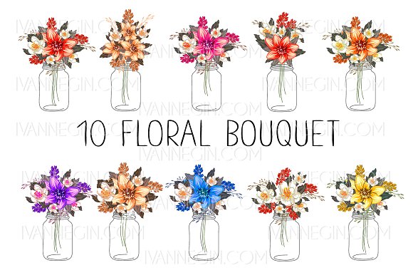Wedding - 10 floral bouquets №5