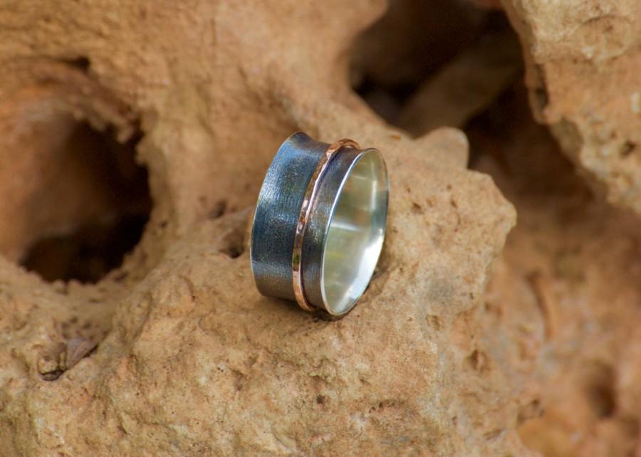 Wedding - Anxiety Ring - Spinner Ring - Worry Ring - Spinning Ring - Meditation Ring - Fidget Ring - Everyday Gold Silver Ring 1 Band - FREE SHIPPING - $85.00 USD