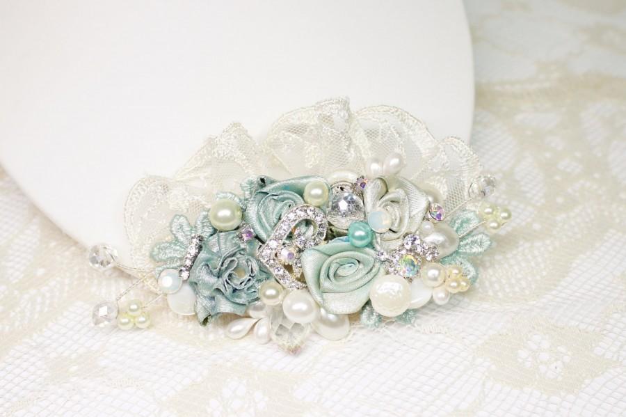 Свадьба - Aqua Hair Comb- Bridal Hairpiece- Mint Blue Bridal Clip- Aqua Wedding Hairpiece- Aqua Wedding Comb- Hair Accessories- Floral Hair Comb