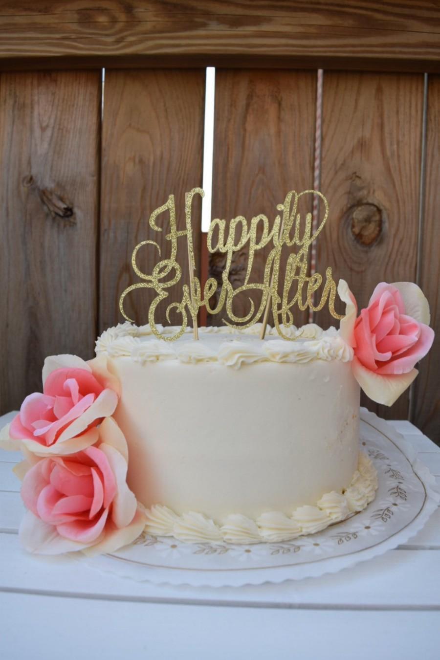 Hochzeit - Wedding Cake Topper, Happily Ever After Cake Topper, Cake Topper, Wedding, Wedding Cake, Bridal Shower Decor,