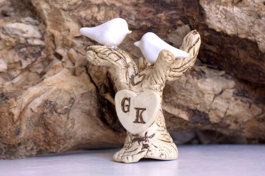 Mariage - Dove wedding cake topper Rustic wedding decor Custom Cake Topper Love Birds cake topper Tree wedding cake topper
