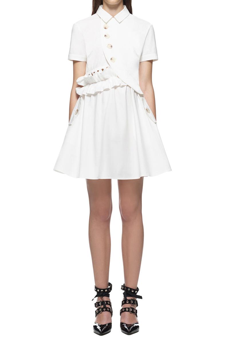 Hochzeit - Self Portrait Button Shirt Dress White
