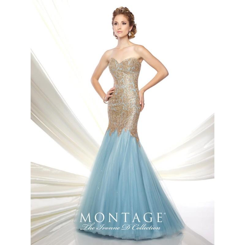 Свадьба - Ivonne D by Mon Cheri 116D21 Aqua/Gold,Champagne/Gold,Navy Blue/Gold Dress - The Unique Prom Store