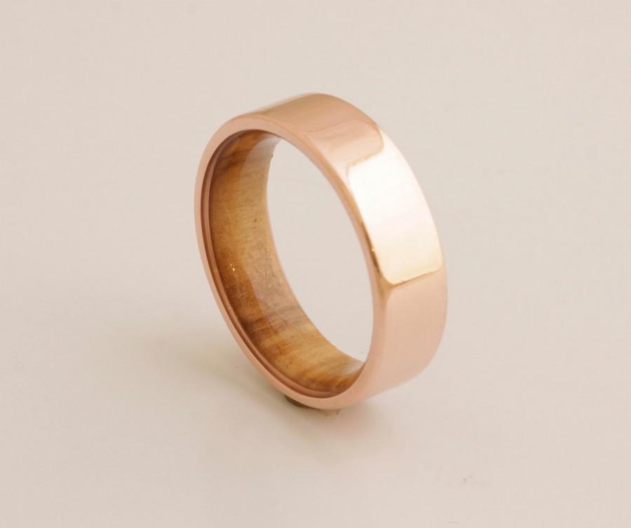 Wedding - Copper Wedding Band // Copper Wood Ring // Oive Ring // Man Ring // mens wood wedding band