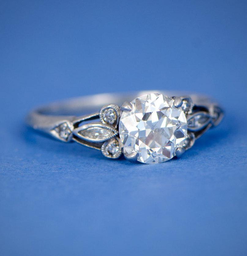 زفاف - Art Deco 1930s Vintage Platinum Diamond Engagement Ring