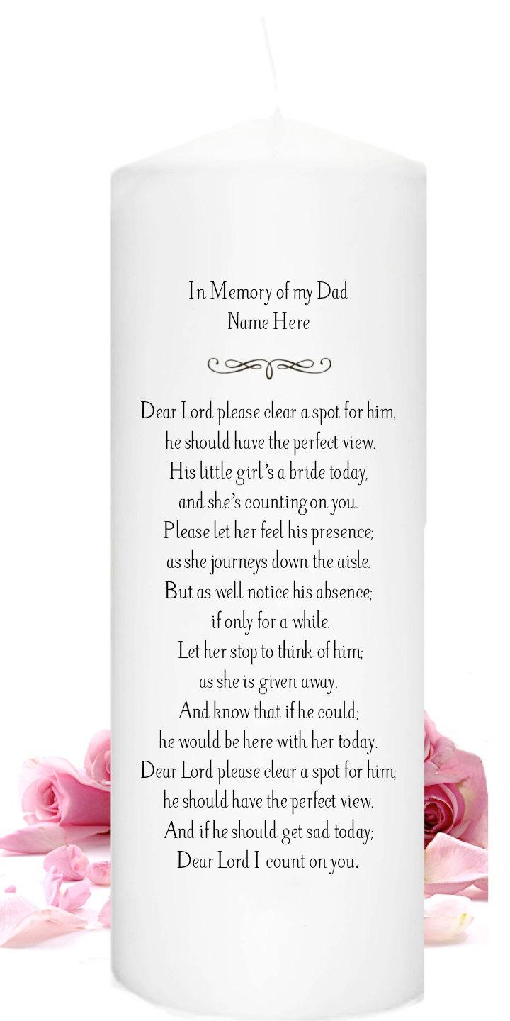 Mariage - In Memory of a deceased Dad or Mother on Wedding Day