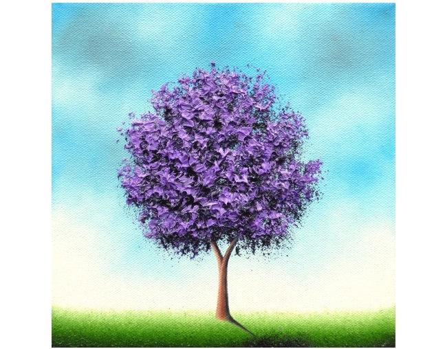 Свадьба - Textured Palette Knife Painting, ORIGINAL Oil Painting on Canvas, Abstract Art, Purple Tree Painting, Modern Contemporary Wall Art, 8x8
