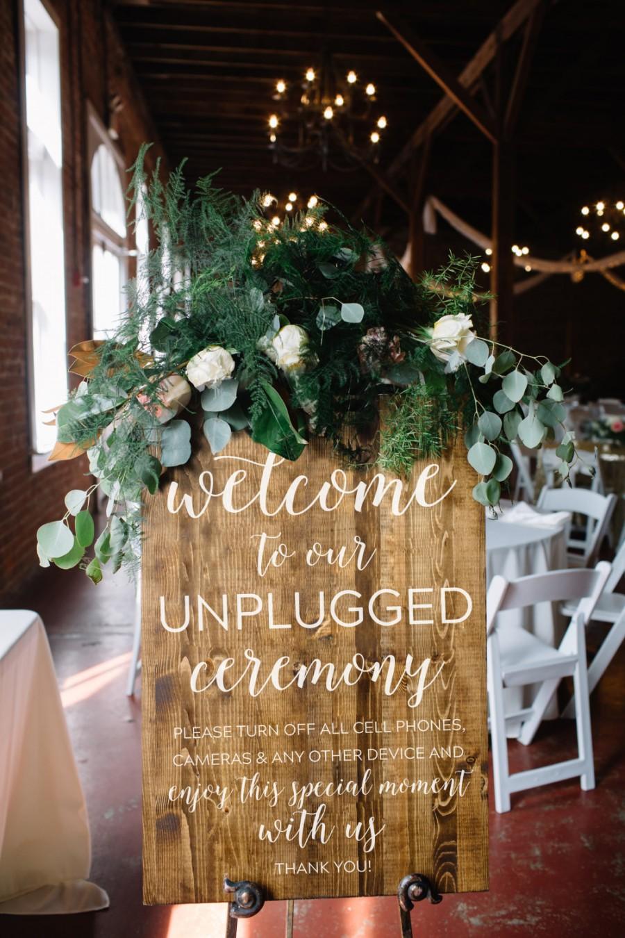 Wedding - Unplugged Wedding Sign, Unplugged Ceremony Sign - Keep Your Wedding Guests Unplugged - Rustic Wooden Wedding Sign - Elizabeth Collection
