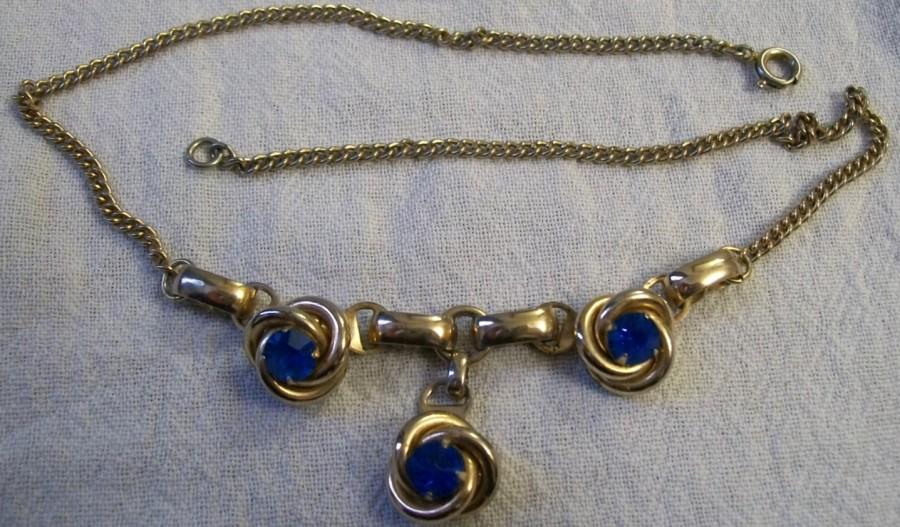 Wedding - Vintage Necklace with Blue Stones, Something Blue, Vintage Jewelry, Vintage Necklace, Wedding Necklace