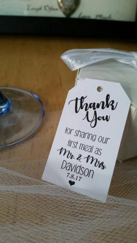 زفاف - Personalized Thank You For Sharing Our First Meal As Mr Mrs Wedding Favor Thank You Hang Tags