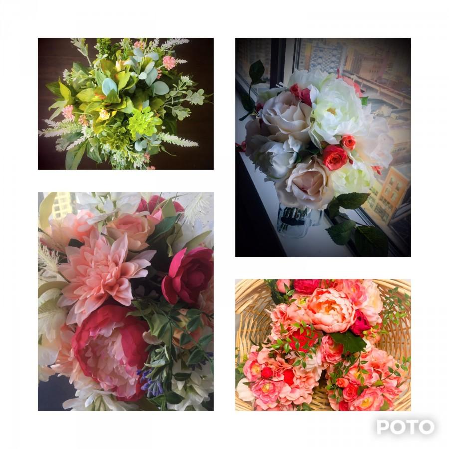 زفاف - Custom Wedding Flowers - Bouquets, Corsages, Crowns and Boutonnieres for Bride, Bridesmaids, Groom, Groomsmen, Mother, Father - Silk Flowers