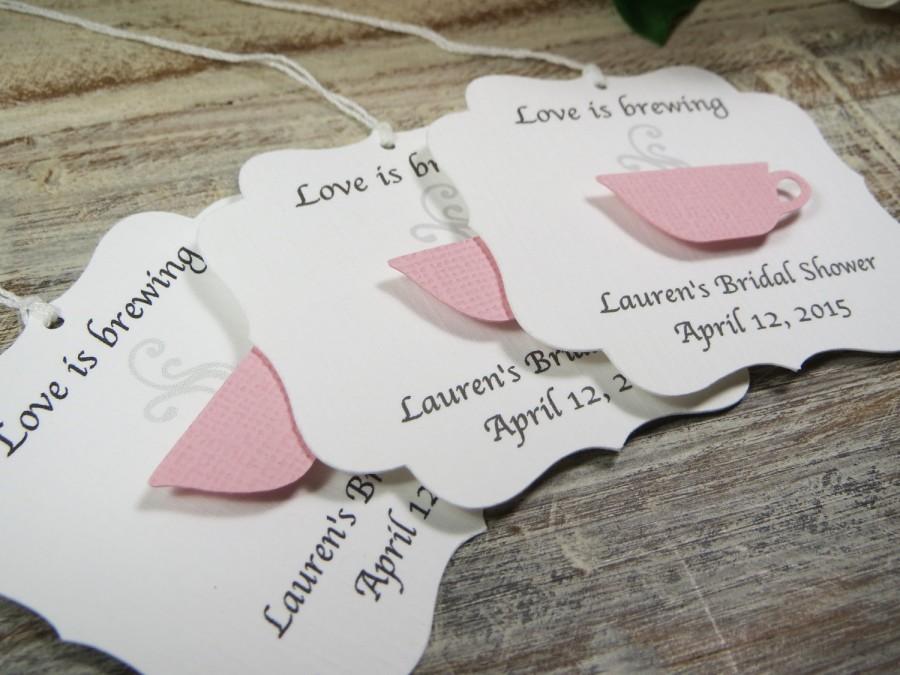 Свадьба - Bridal shower favor tags, Love is brewing wedding favor tags, tea party favor tags, tea cup favor thank you tags, coffee cup favors