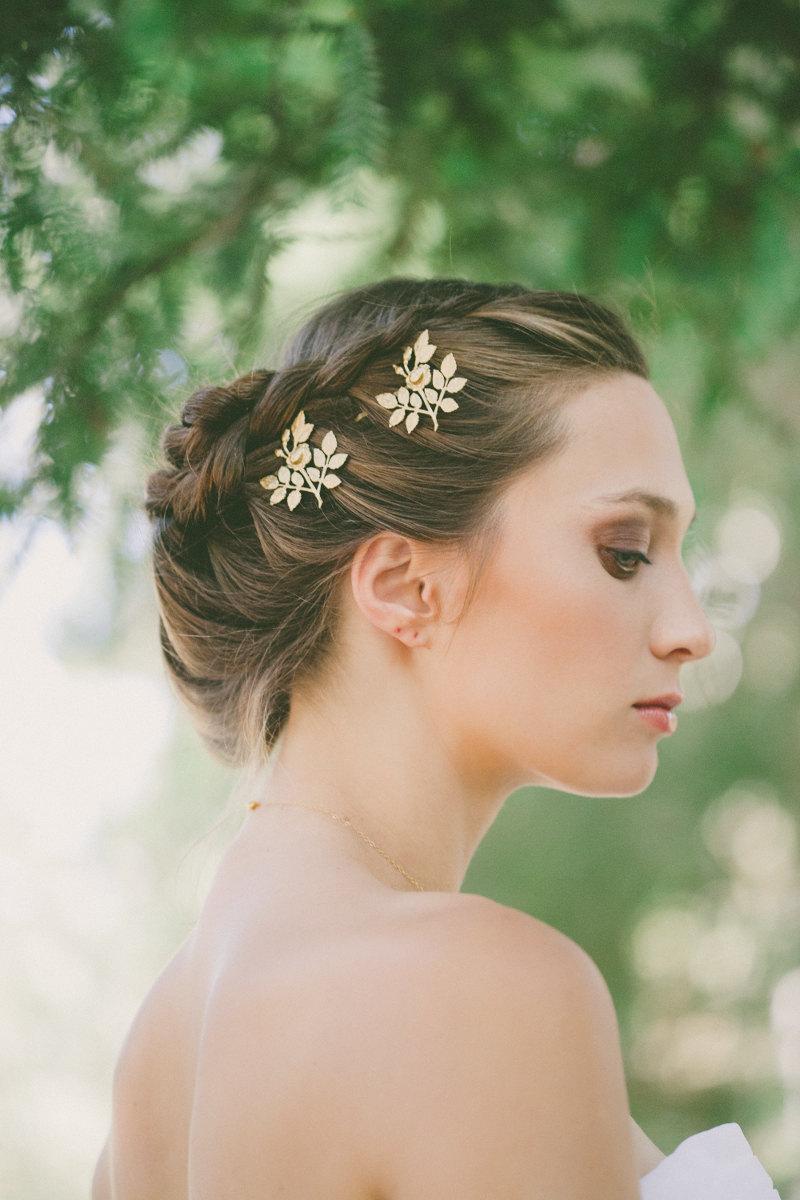 Gold Rose Wedding Hair Accessories Wedding Hair Pins Wedding Hair Clips