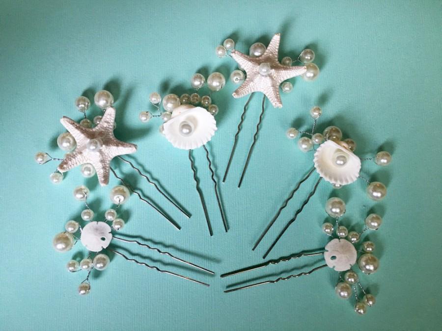 Wedding - Beach Wedding Bridal Hair Pins-Mermaid Hair Pins- Sea Shell Hair Pins- Bridal Hair Pins-Updo Hair Pinds