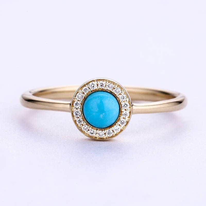 Wedding - Turquoise engagement ring Natural Turquoise ring Alternative Engagement Ring set turquoise jewelry Turquoise diamond ring Halo diamond ring