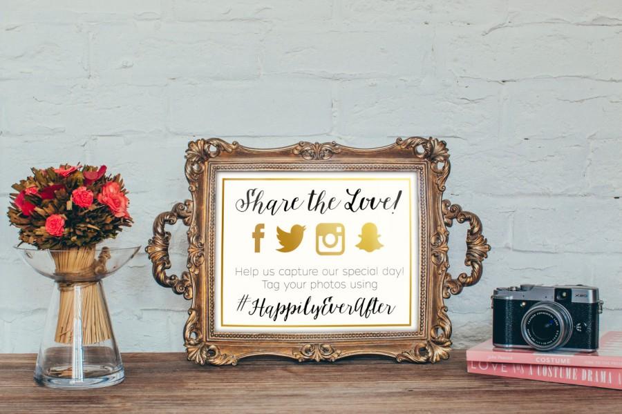 Hochzeit - Share the Love! Printable Custom Hashtag Sign