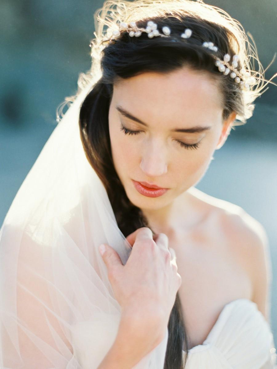 زفاف - Pearl Bridal Crown, Freshwater Pearl Crown, Halo, Circlet, Wedding Headpiece, - Style 3915 Willow