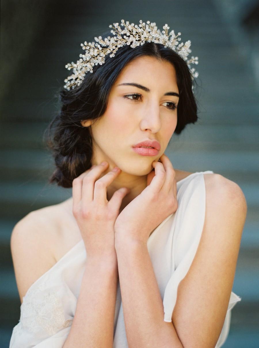 زفاف - Bridal Crown, Crystal Astilbe Flower Crown, Crystal Crown, Bridal Headpiece, Bridal Halo - Style 3715