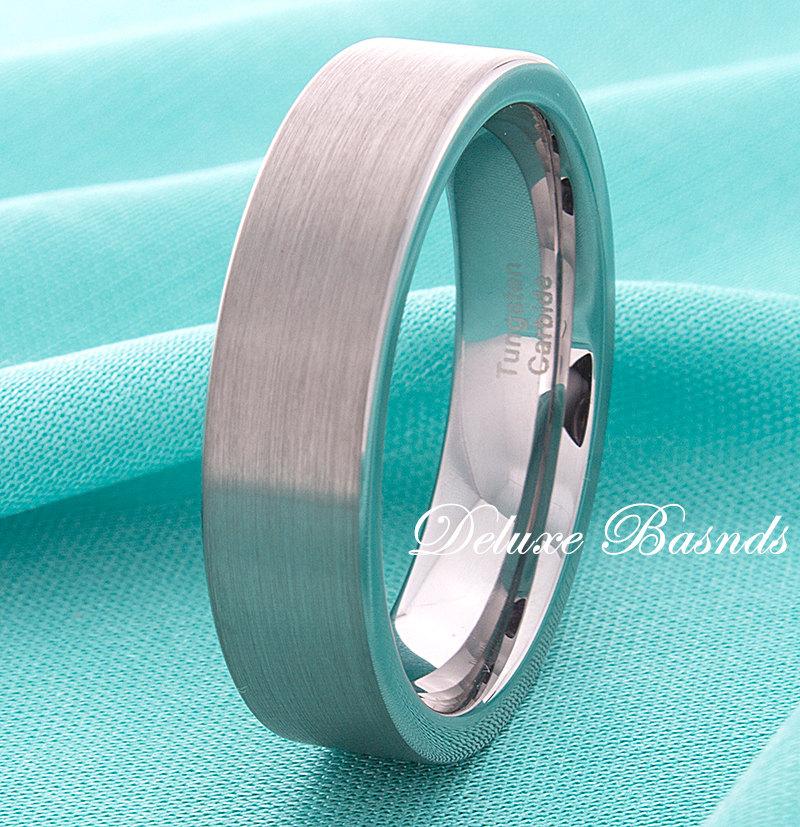 زفاف - Tungsten Wedding Ring,6mm,Pipe Cut,Brushed,Tungsten Band,Tungsten Anniversary Ring,Engagement Ring,Mens Womens Tungsten Band,Wedding Band