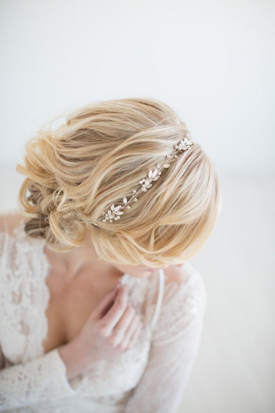زفاف - Wedding Hair Vine,  Gold Bridal Headpiece, Bridal Headband, Wedding Hairpiece, Crystal Hair Vine