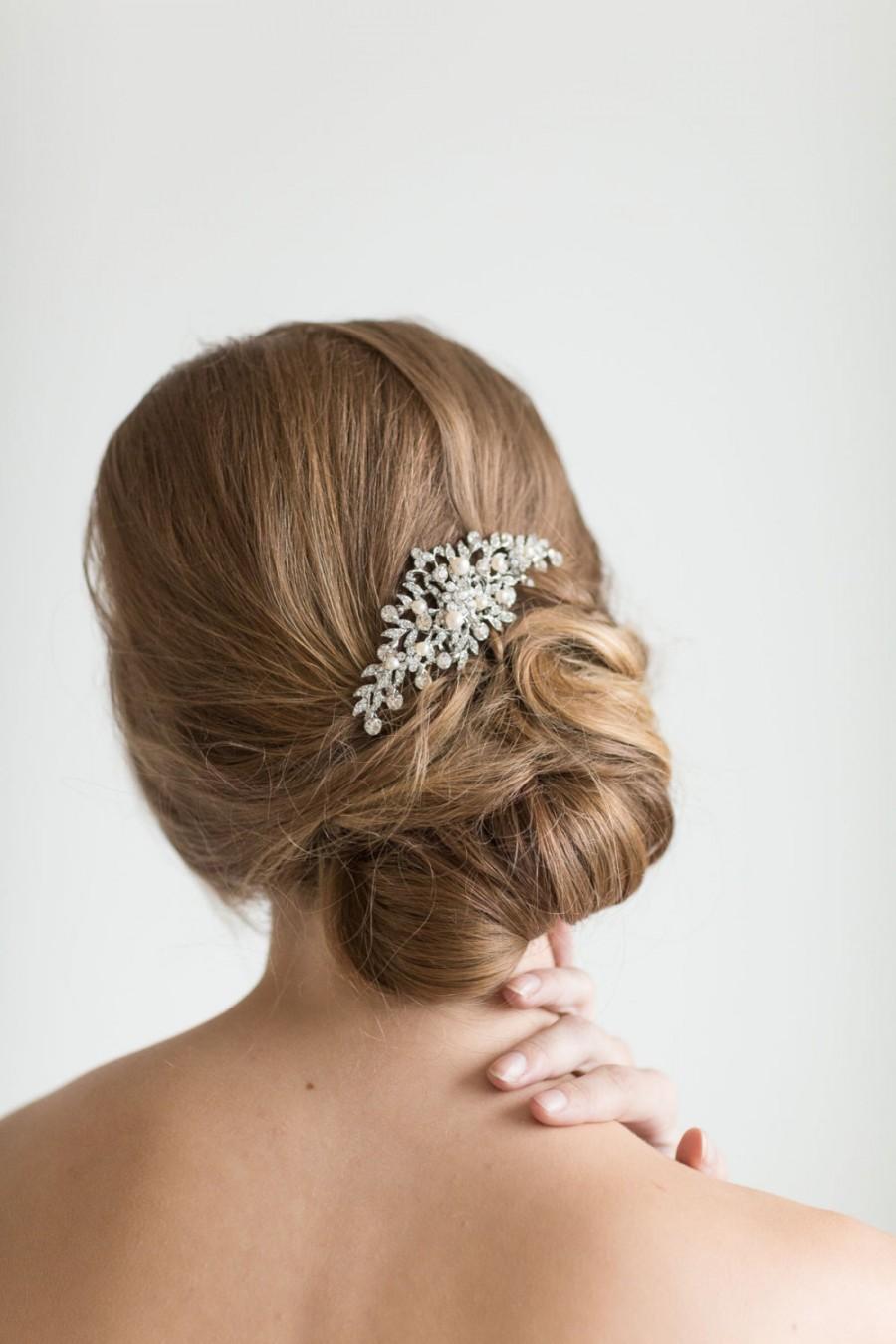 Wedding - Bridal Pearl Hair Comb, Wedding Hair Comb, Crystal & Pearl Hair Comb, Bridal Head Piece