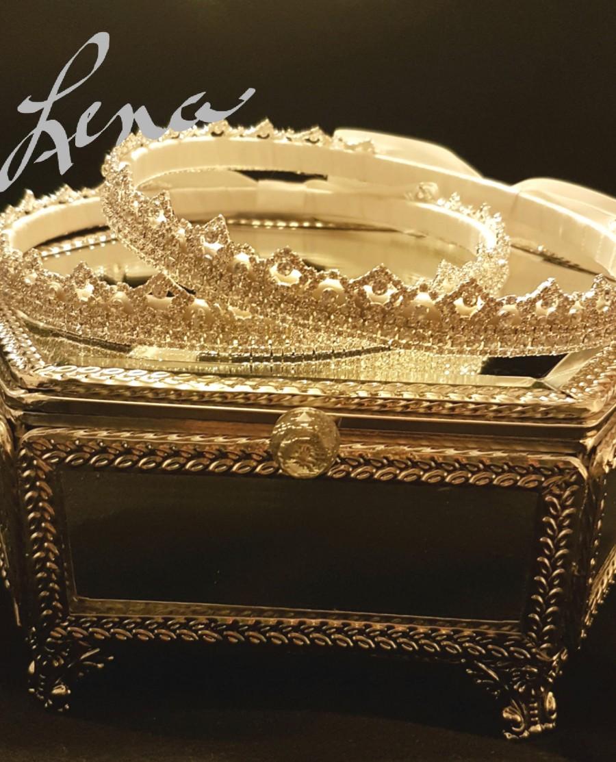 زفاف - Greek Stefana Wedding Bridal Crowns 14K YELLOW Gold Plated SWAROVSKI Crystal & Austrian Crystal White or Ivory -  On Sale!
